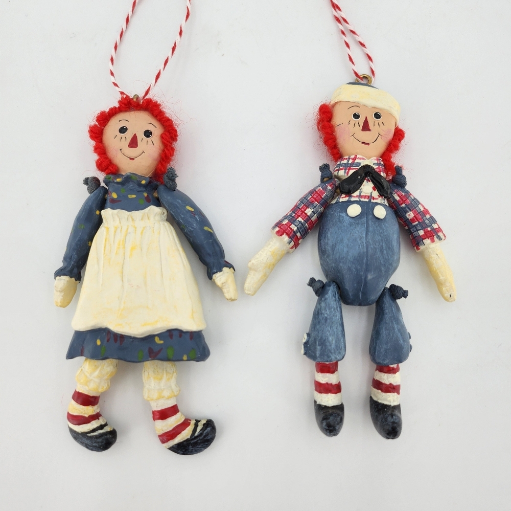 Vintage from 1998 Raggedy Ann & Andy "Jointed" Ornaments